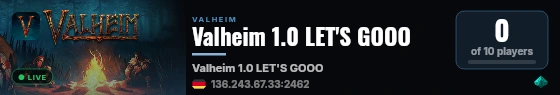 Valheim 1.0 LET'S GOOO live status badge