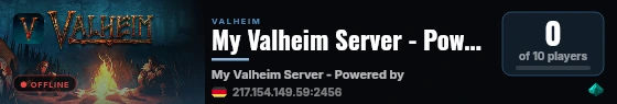 My Valheim Server - Powered by AMP live status badge