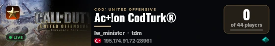 Ac+!on CodTurk® live status badge