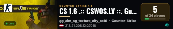 CS 1.6 .:: CSWOS.LV ::. GunGame 23 lvl live status badge