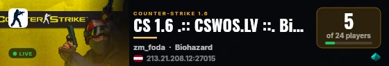 CS 1.6 .:: CSWOS.LV ::. Biohazard live status badge