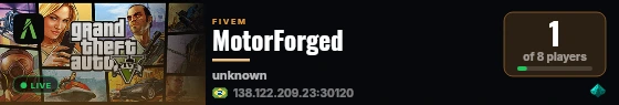 MotorForged live status badge