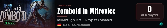Zomboid in Mitrovice live status badge
