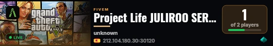 Project Life JULIROO SERVER live status badge