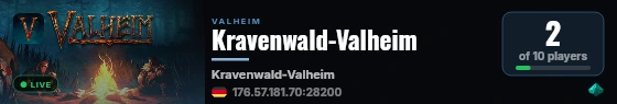 Kravenwald-Valheim live status badge