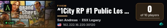 ^1City RP #1 Public Los Angeles RP live status badge