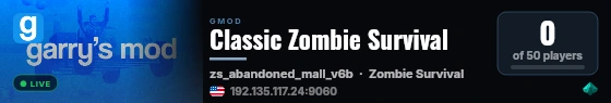 Classic Zombie Survival live status badge