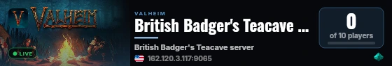 British Badger's Teacave server live status badge