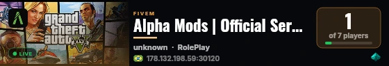 Alpha Mods | Official Server Test live status badge