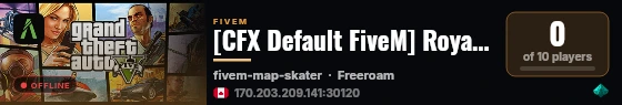 [CFX Default FiveM] Royal Dev Server live status badge