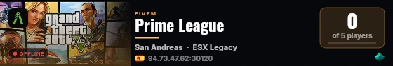 Prime League live status badge