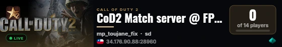 CoD2 Match server @ FPSChallenge.eu live status badge