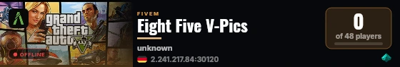 Eight Five V-Pics live status badge
