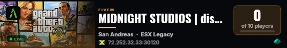 MIDNIGHT STUDIOS | discord.gg/cyFPvHUXgy live status badge