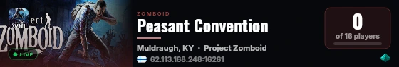 Peasant Convention live status badge