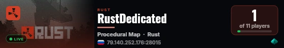 RustDedicated live status badge
