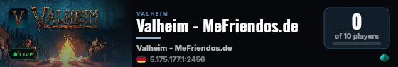 Valheim - MeFriendos.de live status badge