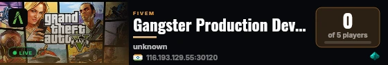 Gangster Production Dev Server || Qbox Framework live status badge