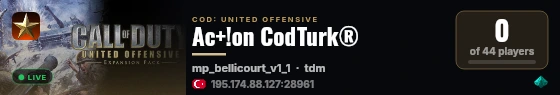Ac+!on CodTurk® live status badge