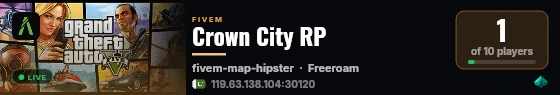 Crown City RP live status badge