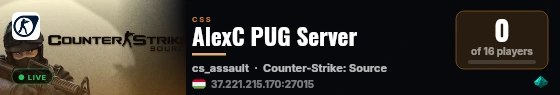 AlexC PUG Server live status badge