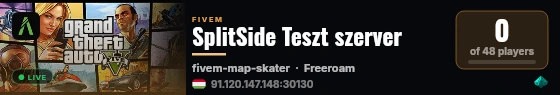 SplitSide Teszt szerver live status badge