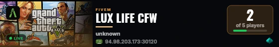 LUX LIFE CFW  live status badge