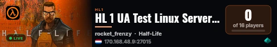 HL 1 UA Test Linux Server by drunk live status badge
