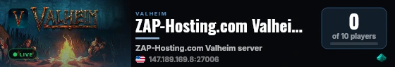 ZAP-Hosting.com Valheim server live status badge