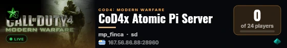 CoD4x Atomic Pi Server live status badge