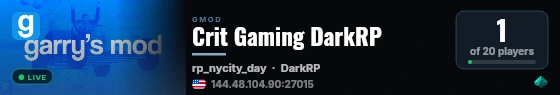 Crit Gaming DarkRP live status badge