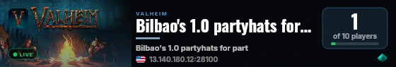 Bilbao's 1.0 partyhats for party people live status badge