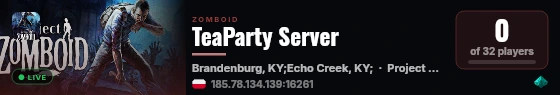TeaParty Server live status badge
