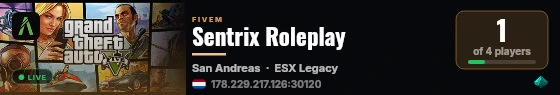 Sentrix Roleplay live status badge