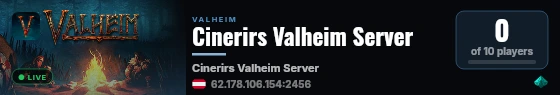 Cinerirs Valheim Server live status badge
