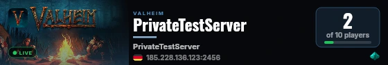 PrivateTestServer live status badge