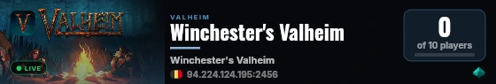 Winchester's Valheim live status badge