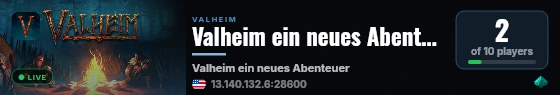 Valheim ein neues Abenteuer live status badge