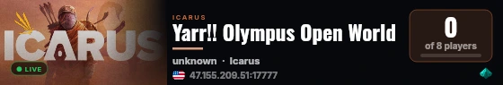 Yarr!! Olympus Open World live status badge