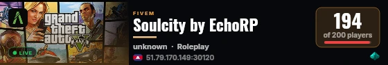 Soulcity by EchoRP live status badge