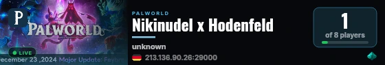 Nikinudel x Hodenfeld live status badge