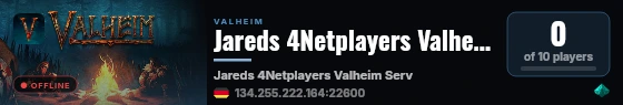 Jareds 4Netplayers Valheim Server live status badge