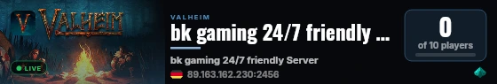 bk gaming 24/7 friendly Server live status badge