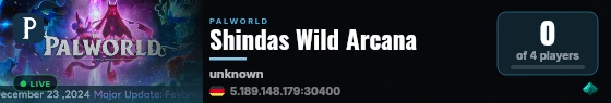 Shindas Wild Arcana live status badge