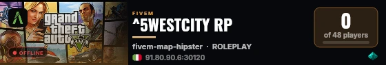 ^5WESTCITY RP live status badge