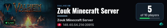 Zouk Minecraft Server live status badge