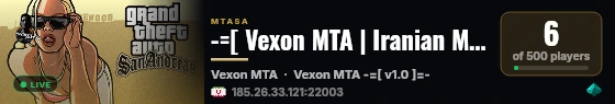 -=[ Vexon MTA | Iranian MTA Server ]=- live status badge