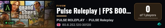 Pulse Roleplay | FPS BOOST | live status badge