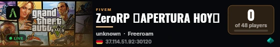 ZeroRP 🔥APERTURA HOY🔥 live status badge
