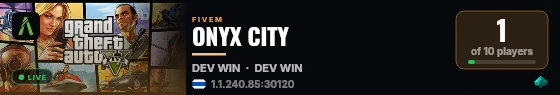 ONYX CITY live status badge